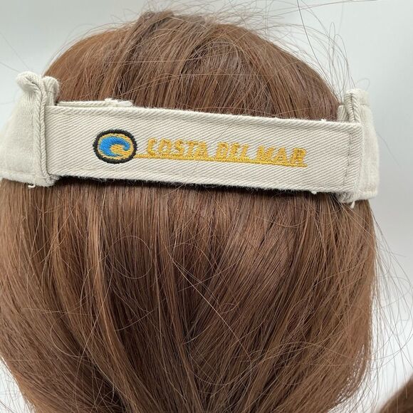 Costa Del Mar Khaki Embroidered Logo 100% Cotton Adjustable Sun Visor Hat Cap - Picture 2 of 4